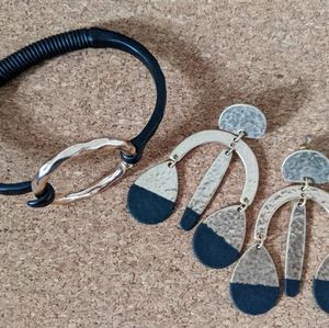 Anthropologie Black & Gold Jewelry Set